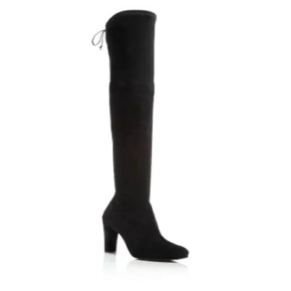 Stuart Weitzman Highland Over the Knee Boot OTK Black Suede 8 NWT